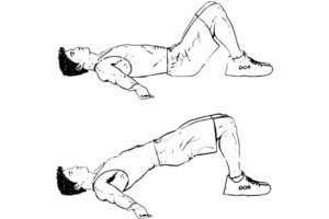 هشت ورزش ویلیامز چیست ؟ ۱- در حالتی که دراز کشیده ایم لگن خود را از زمین بلند می‌کنیم (pelvic tilt)